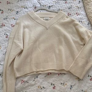 AF V Neck Cream Sweater